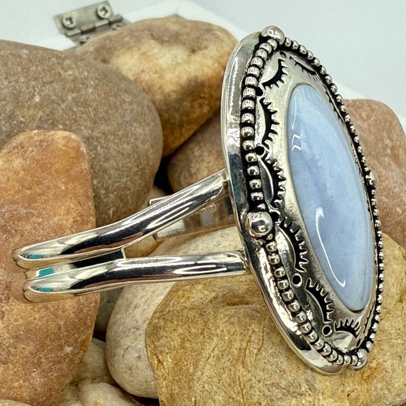 Carolyn Pollack American West Sterling Silver Blue Lace Agate Cuff 6.5” - Picture 13 of 14